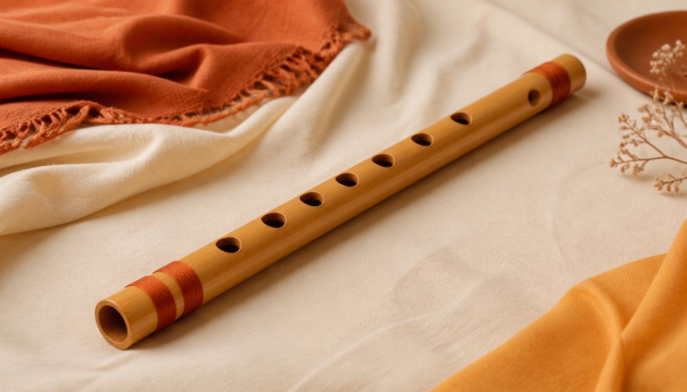 Close-up texture of Indian bamboo flute